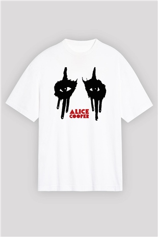 Alice Cooper Beyaz Unisex Oversize Tişört T-Shirt