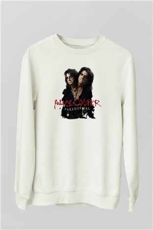Alice Cooper Beyaz Unisex Sweatshirt