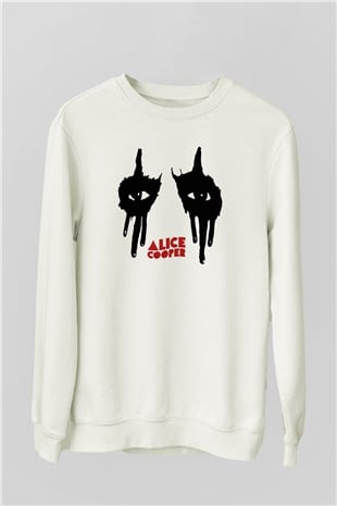 Alice Cooper Beyaz Unisex Sweatshirt
