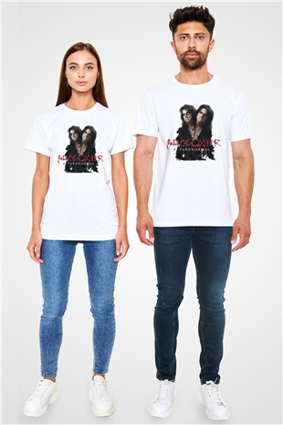 Alice Cooper Beyaz Unisex Tişört T-Shirt - TişörtFabrikası