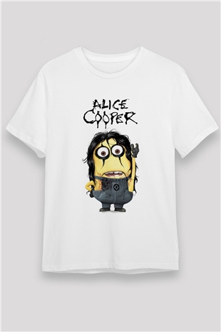 Alice Cooper Beyaz Unisex Tişört T-Shirt - TişörtFabrikası