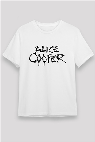 Alice Cooper Beyaz Unisex Tişört T-Shirt - TişörtFabrikası
