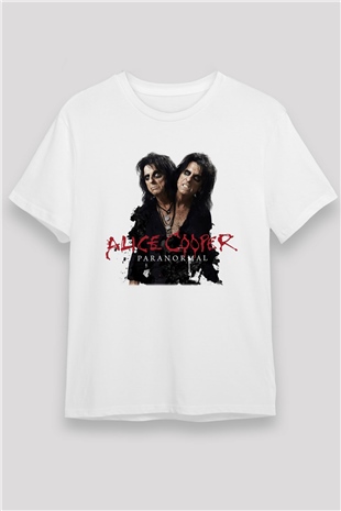 Alice Cooper Beyaz Unisex Tişört T-Shirt - TişörtFabrikası