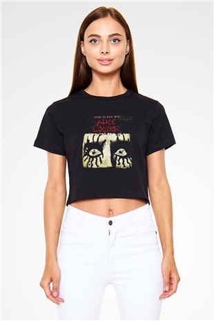 Alice Cooper Siyah Crop Top Tişört