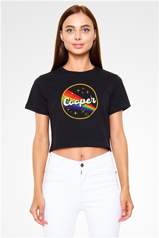 Alice Cooper Siyah  Crop Top Tişört