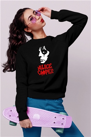 Alice Cooper Siyah Unisex Sweatshirt