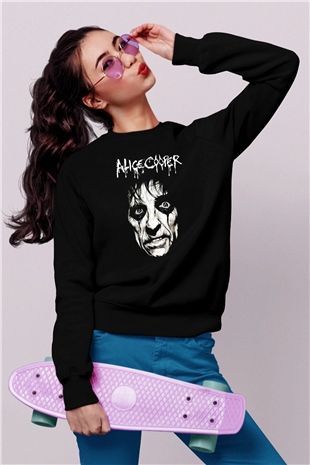 Alice Cooper Siyah Unisex Sweatshirt