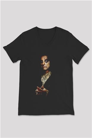 Alice Cooper Siyah Unisex V Yaka Tişört