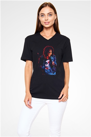 Alice Cooper Siyah Unisex V Yaka Tişört