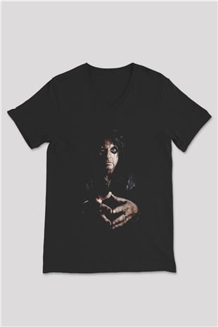 Alice Cooper Siyah Unisex V Yaka Tişört