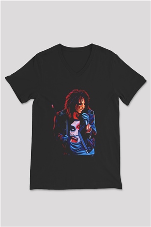 Alice Cooper Siyah Unisex V Yaka Tişört