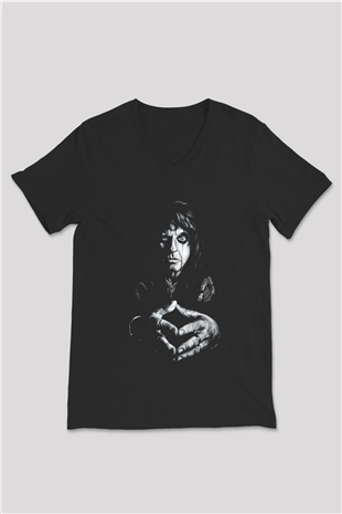 Alice Cooper Siyah Unisex V Yaka Tişört