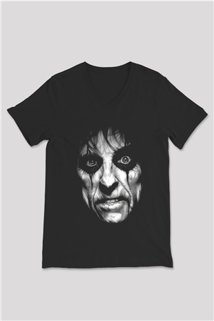 Alice Cooper Siyah Unisex V Yaka Tişört