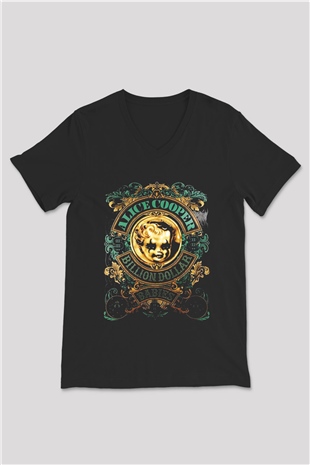 Alice Cooper Siyah Unisex V Yaka Tişört T-Shirt