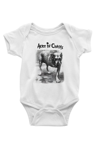 Alice in Chains Baskılı Beyaz Unisex Bebek Body - Zıbın