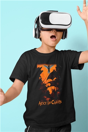 Alice in Chains Baskılı Siyah Unisex Çocuk Tişört