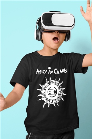 Alice in Chains Baskılı Siyah Unisex Çocuk Tişört