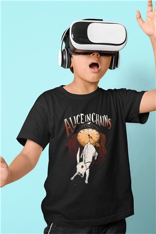 Alice in Chains Baskılı Siyah Unisex Çocuk Tişört