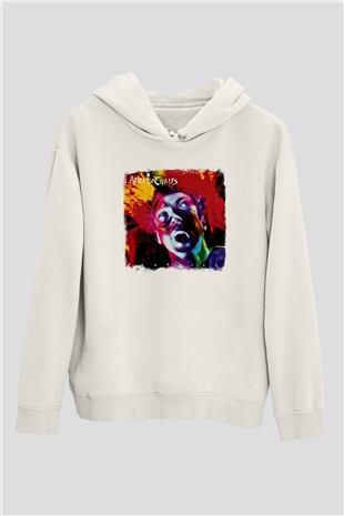Alice in Chains Baskılı Unisex Beyaz Hoodie