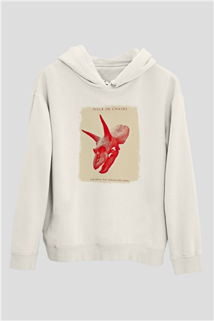 Alice in Chains Baskılı Unisex Beyaz Hoodie