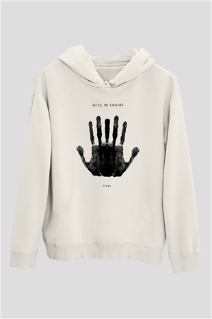 Alice in Chains Baskılı Unisex Beyaz Hoodie