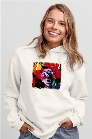 Alice in Chains Baskılı Unisex Beyaz Hoodie