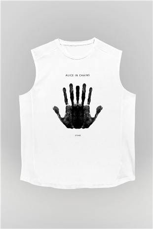 Alice in Chains Baskılı Unisex Beyaz Kolsuz Tişört