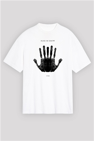Alice in Chains Baskılı Unisex Beyaz Oversize Tişört