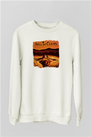 Alice in Chains Baskılı Unisex Beyaz Sweatshirt