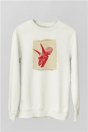 Alice in Chains Baskılı Unisex Beyaz Sweatshirt
