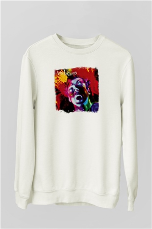 Alice in Chains Baskılı Unisex Beyaz Sweatshirt