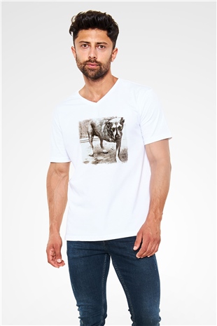 Alice in Chains Baskılı Unisex Beyaz V Yaka Tişört