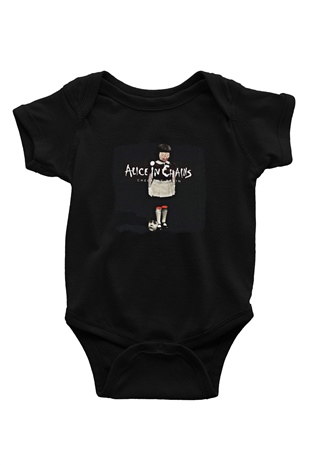 Alice in Chains Baskılı Unisex Siyah Bebek Body - Zıbın