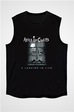 Alice in Chains Baskılı Unisex Siyah Kolsuz Tişört