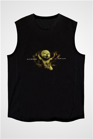 Alice in Chains Baskılı Unisex Siyah Kolsuz Tişört
