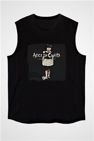 Alice in Chains Baskılı Unisex Siyah Kolsuz Tişört