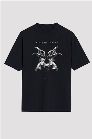 Alice in Chains Baskılı Unisex Siyah Oversize Tişört