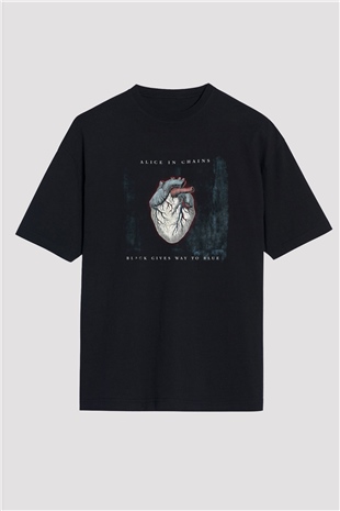 Alice in Chains Baskılı Unisex Siyah Oversize Tişört