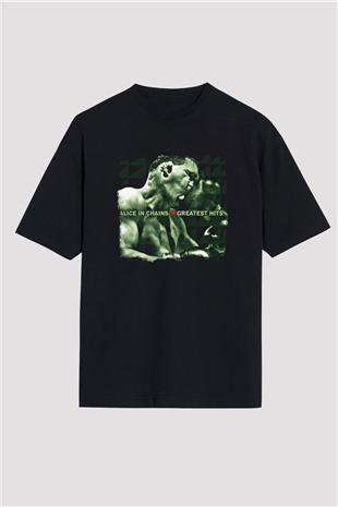 Alice in Chains Baskılı Unisex Siyah Oversize Tişört