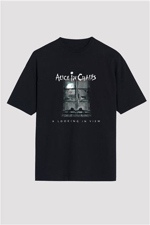 Alice in Chains Baskılı Unisex Siyah Oversize Tişört