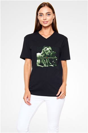 Alice in Chains Baskılı Unisex Siyah V Yaka Tişört