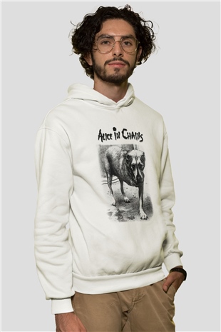 Alice in Chains Beyaz Unisex Kapşonlu Sweatshirt