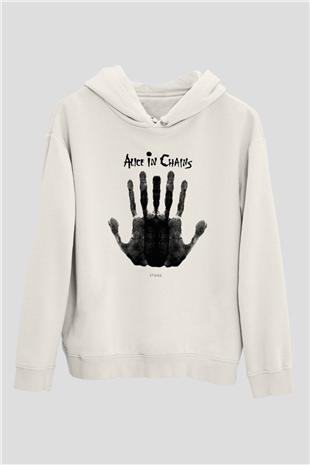 Alice in Chains Beyaz Unisex Kapşonlu Sweatshirt