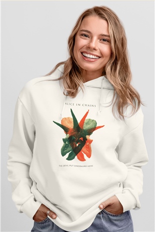 Alice in Chains Beyaz Unisex Kapşonlu Sweatshirt