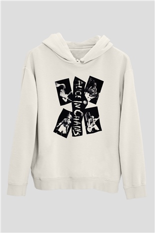 Alice in Chains Beyaz Unisex Kapşonlu Sweatshirt