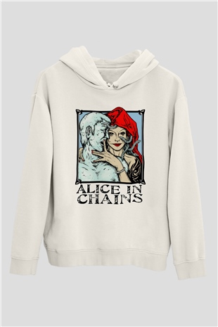 Alice in Chains Beyaz Unisex Kapşonlu Sweatshirt