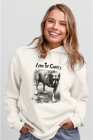 Alice in Chains Beyaz Unisex Kapşonlu Sweatshirt