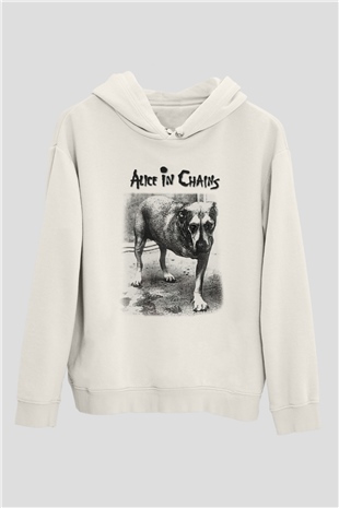 Alice in Chains Beyaz Unisex Kapşonlu Sweatshirt