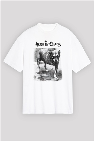 Alice in Chains Beyaz Unisex Oversize Tişört T-Shirt