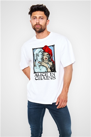Alice in Chains Beyaz Unisex Oversize Tişört T-Shirt